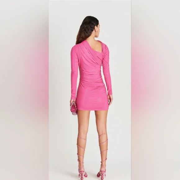Cult Gaia Nicole Dress in Dragonfruit Cut Out Asymmetrical Mini Dress XS - Picture 6 of 16